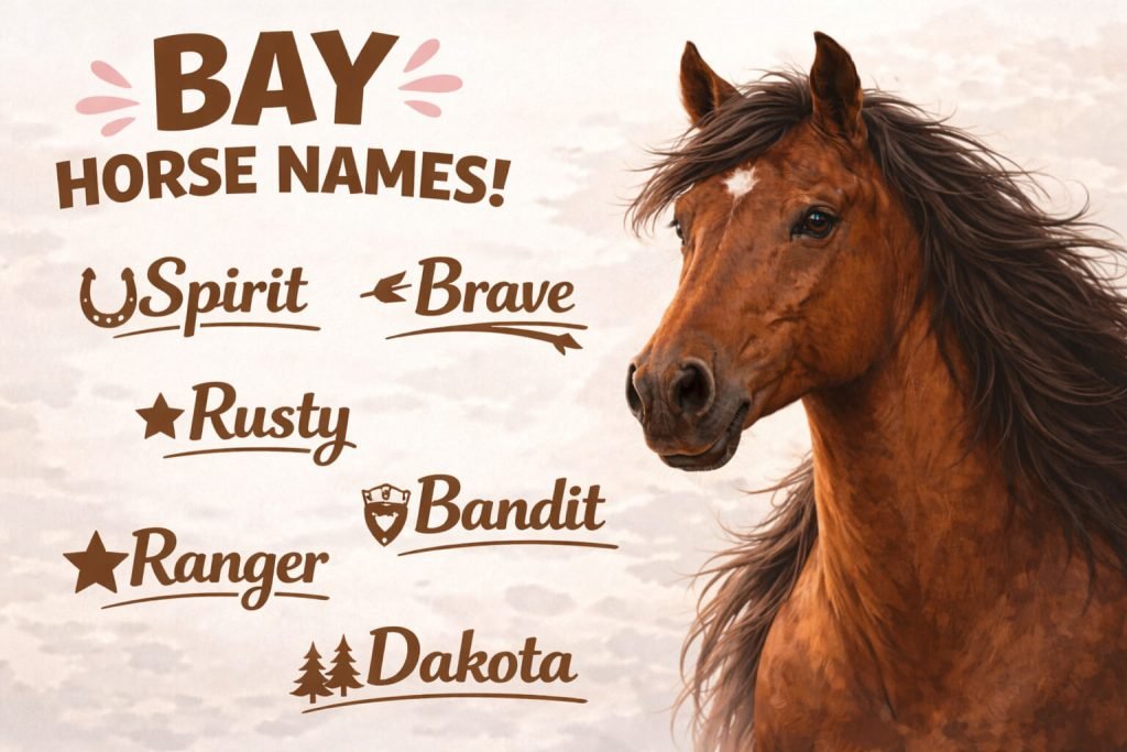 450+ Best Brown Horse Names (By Shades & Personality) 4 Bay Horse Names. this image cantains bay and brown horse names list