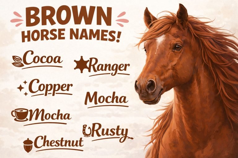 450+ Best Brown Horse Names (By Shades & Personality) 10 brown horse names list image with a brown horse in it with light background
