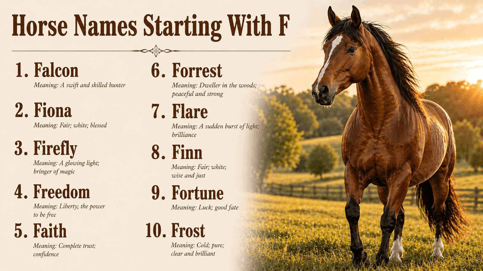Horse Names Starting With F