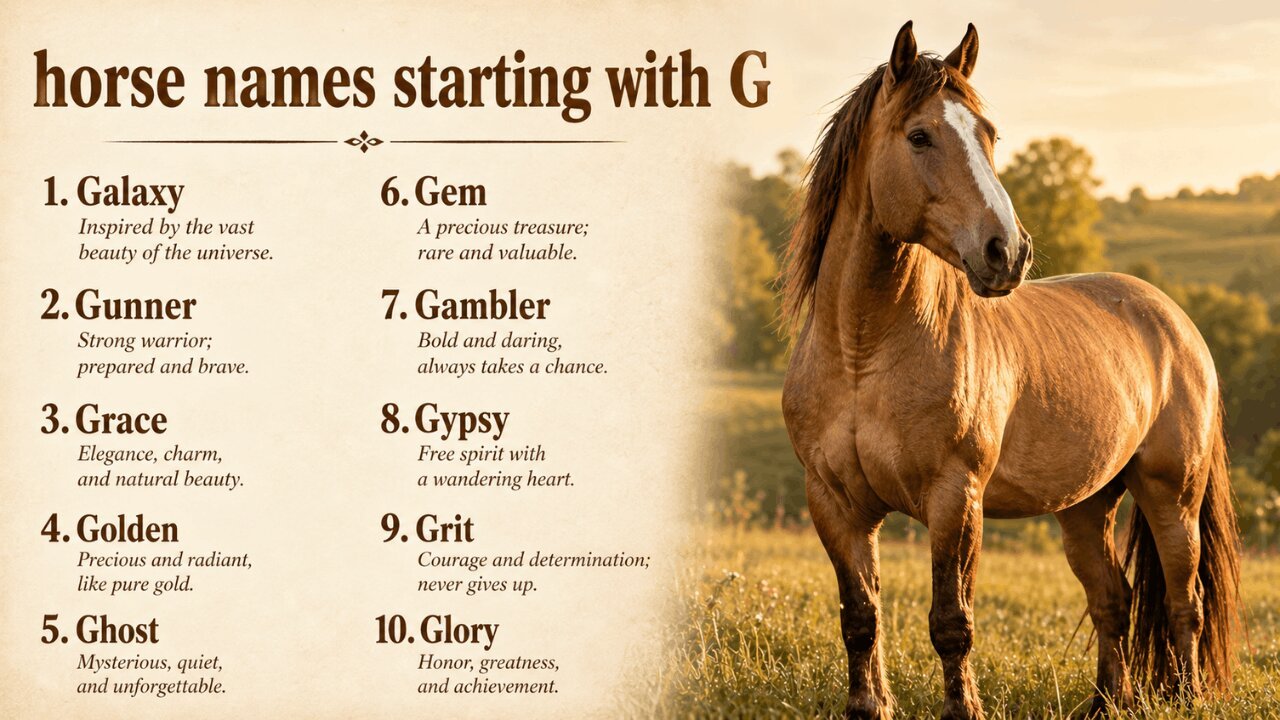 165+ Horse Names Starting with G with Meanings 1 horse names starting with G