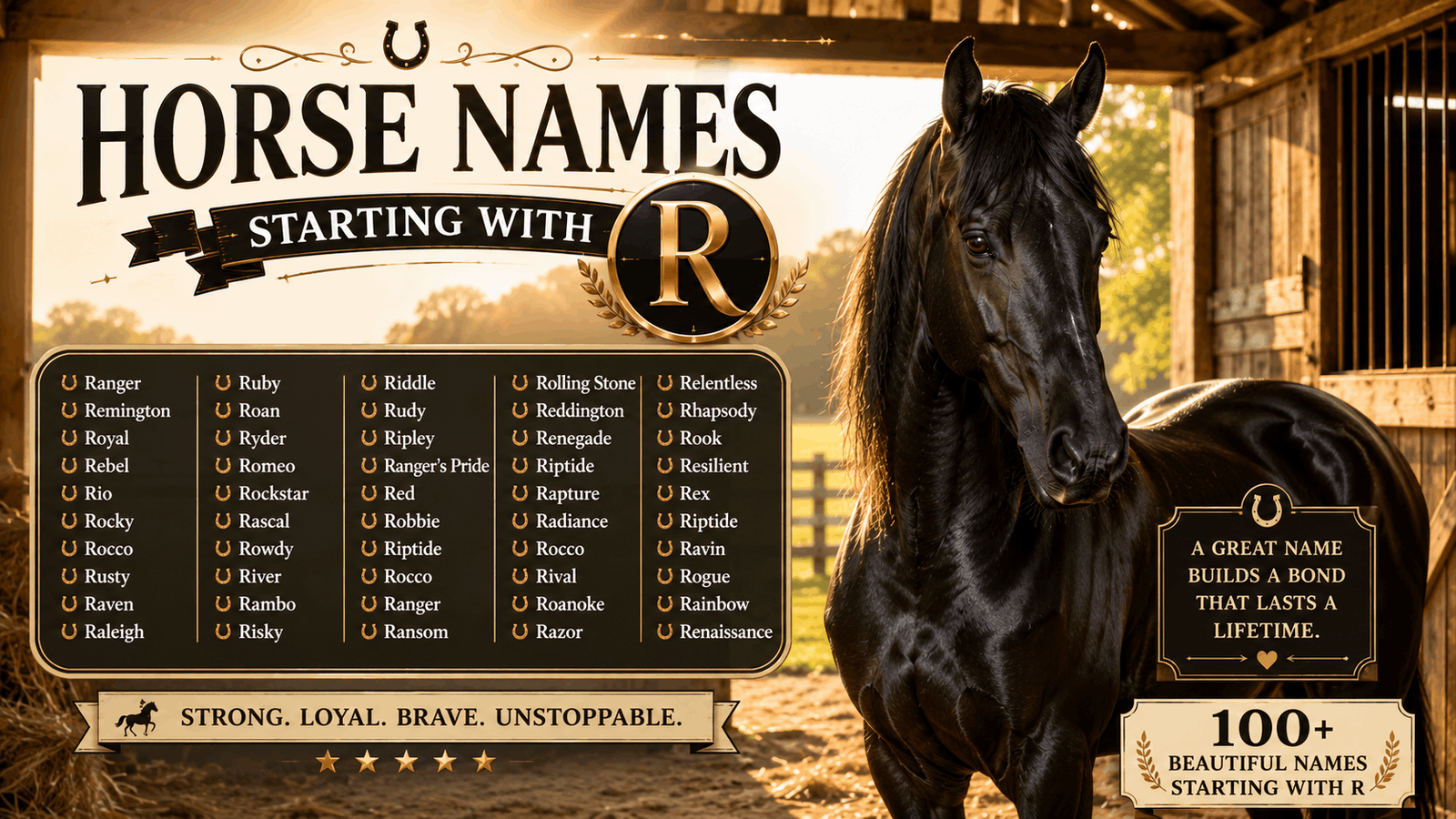 Female Horse Names starting with R Horse Names Starting with R