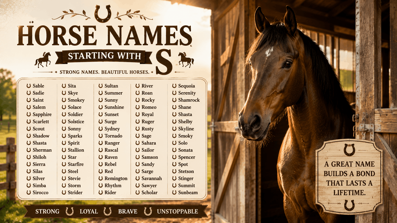 Horse names starting with S